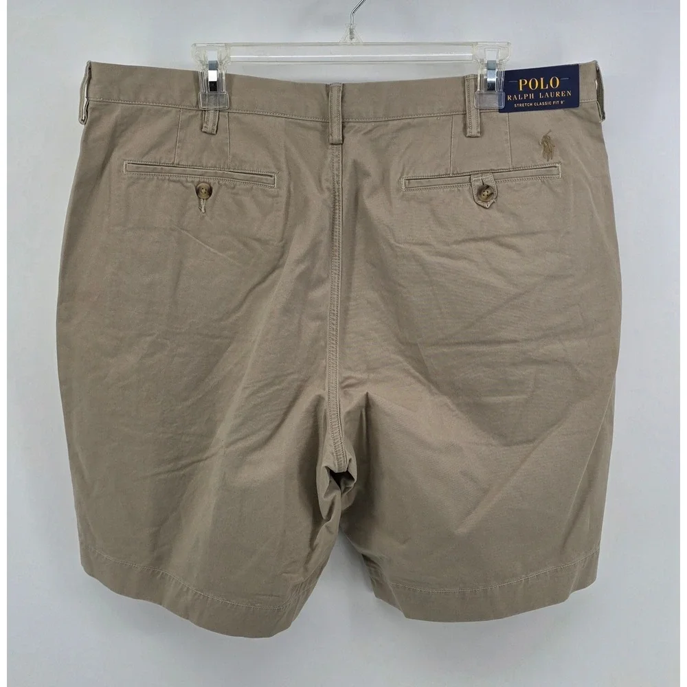 Polo Ralph Lauren Mens Size 38 Tan Khaki Stretch Classic Fit 9 Inch Chino Shorts